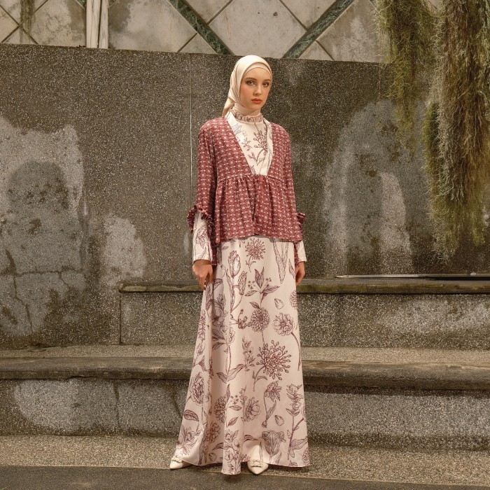 Shafira - Najia Dress - Maroon | Gamis Panjang Muslim Wanita - S