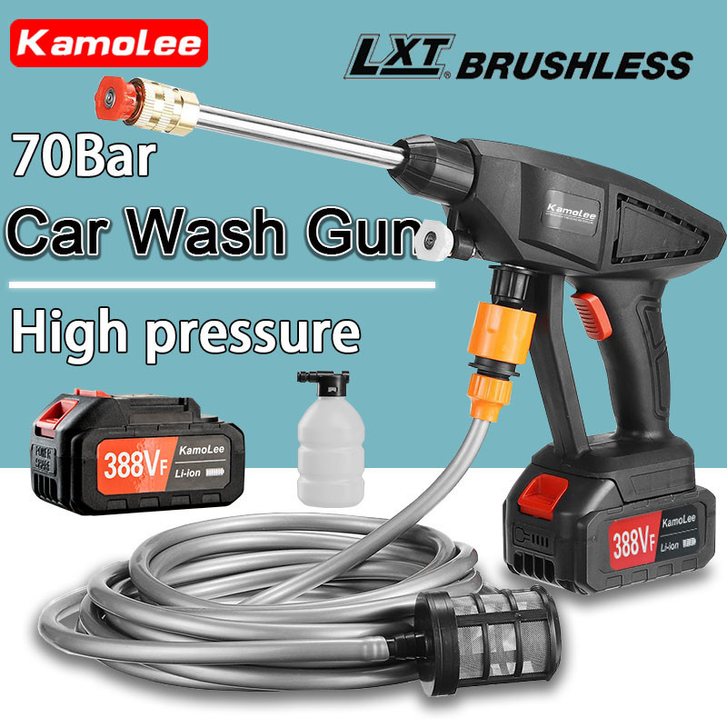 Kamolee70bar Cordless Water Jet 388VF Portable Water Jet Pump High Pressure Water Gun Car Wash Spray