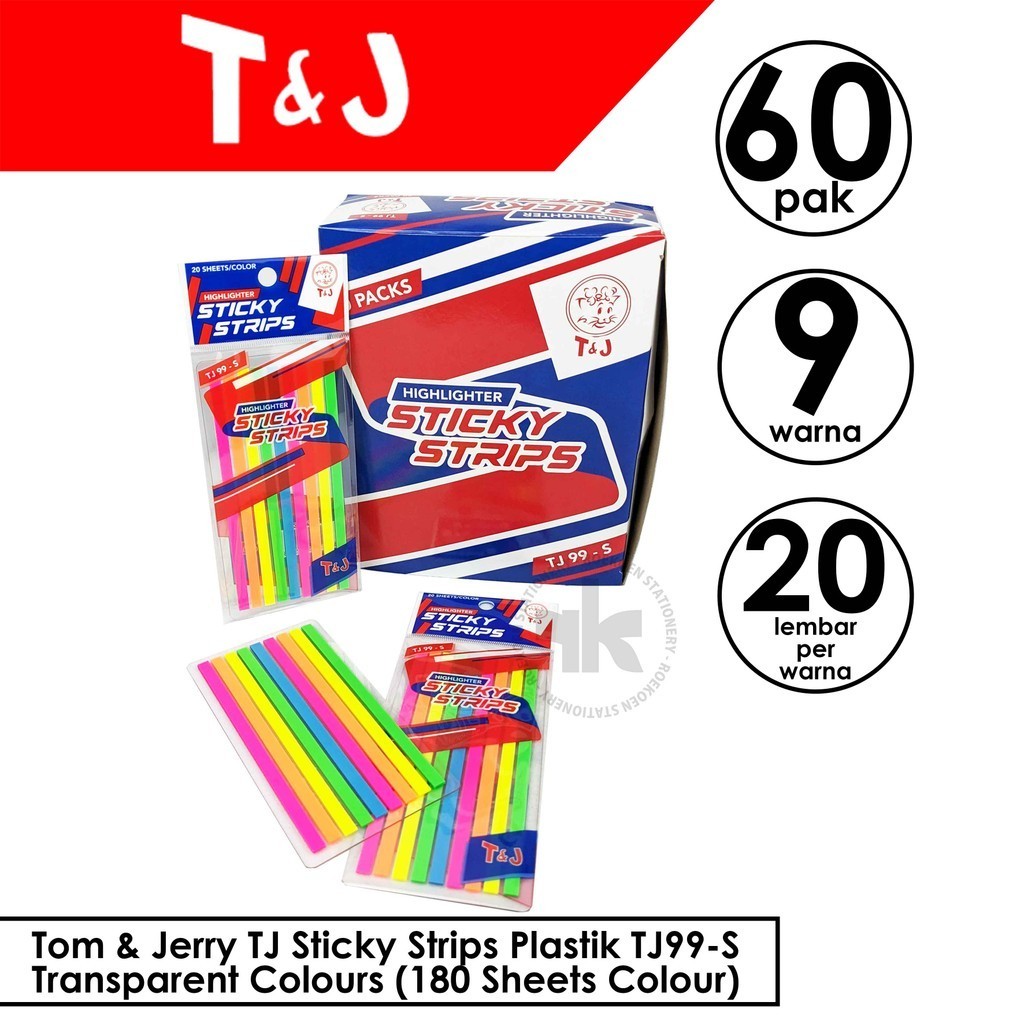 

Tom & Jerry TJ Sticky Strips Plastik TJ99-S Transparent Colours (180 Sheets Colour)