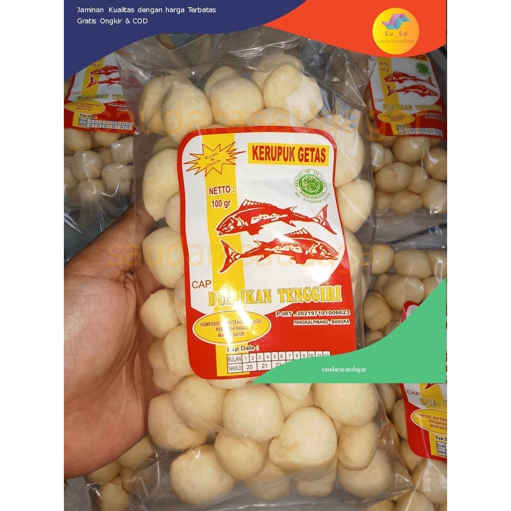 

DUA IKAN CEMILAN KERUPUK getas/kretek /krupuk ikan / krupuk ikan tenggiri asli khas Bangka Class 3