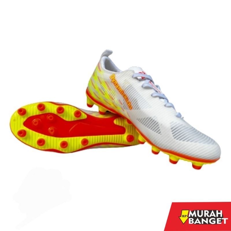 Sepatu specs keren- Sepatu Bola Original DynamicKicks Putih kuning Orange Dewasa Size 39-43 Bonus De