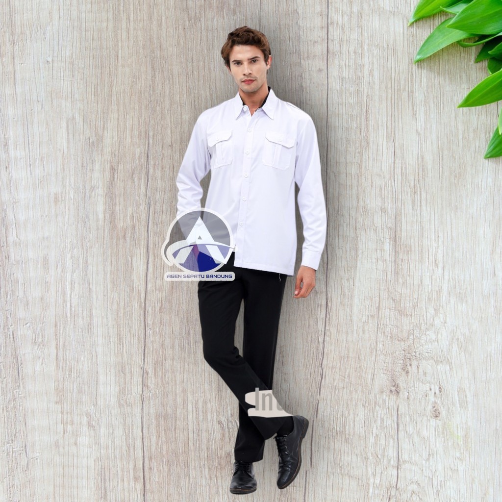 Baju Pdh Putih Pria Kemeja Dinas Putih Pria Lengan Panjang Seragam PNS Putih Pria Baju Putih Pns Pem