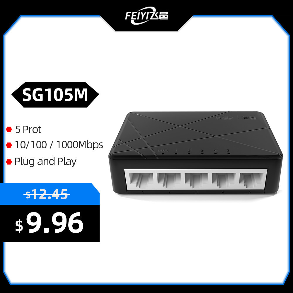 FEIYI SG105M Full Gigabit 5-Port Desktop Switch Ethernet Network Switch POE12V LAN Hub RJ45 Ethernet