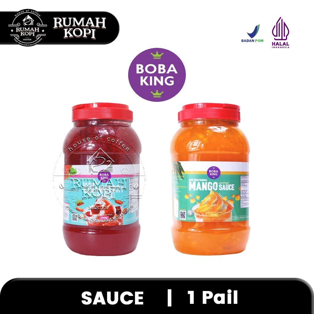 

Boba King Strawberry Sauce / Mango Fruit / Kiwi / Passion Fruit / Tropical Sauce Bobaking Saus Selai Buah Campuran Minuman 1 Pail