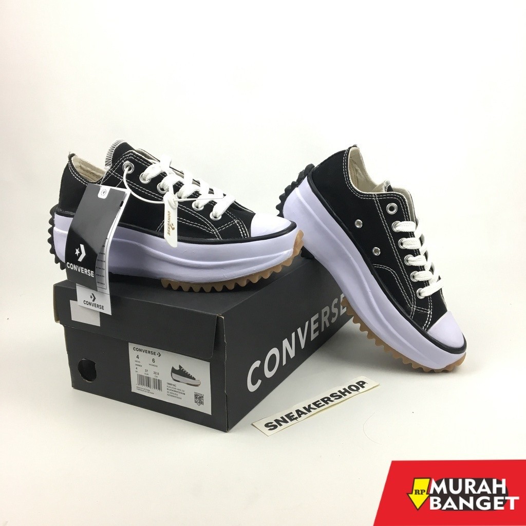 Sepatu running wanita- CONVERSE Run Star Hike Hitam Putih Pendek Sneakers Wanita Premium BNIB Hak Ti