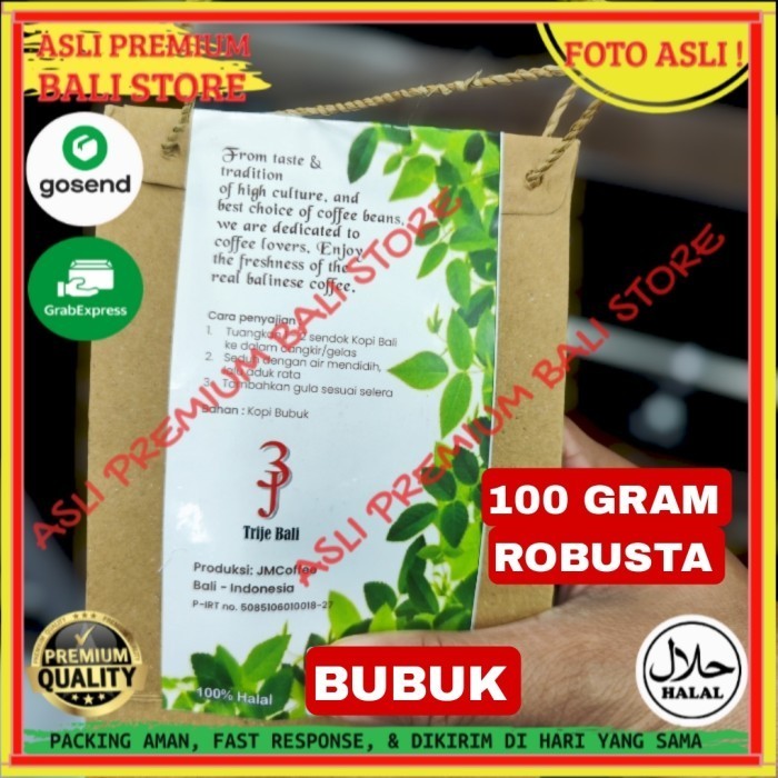 

OLEH OLEH MINUMAN KHAS ASLI ORI ORIGINAL BALI SERBUK BUBUK KOPI ROBUSTA 100 GRAM GR