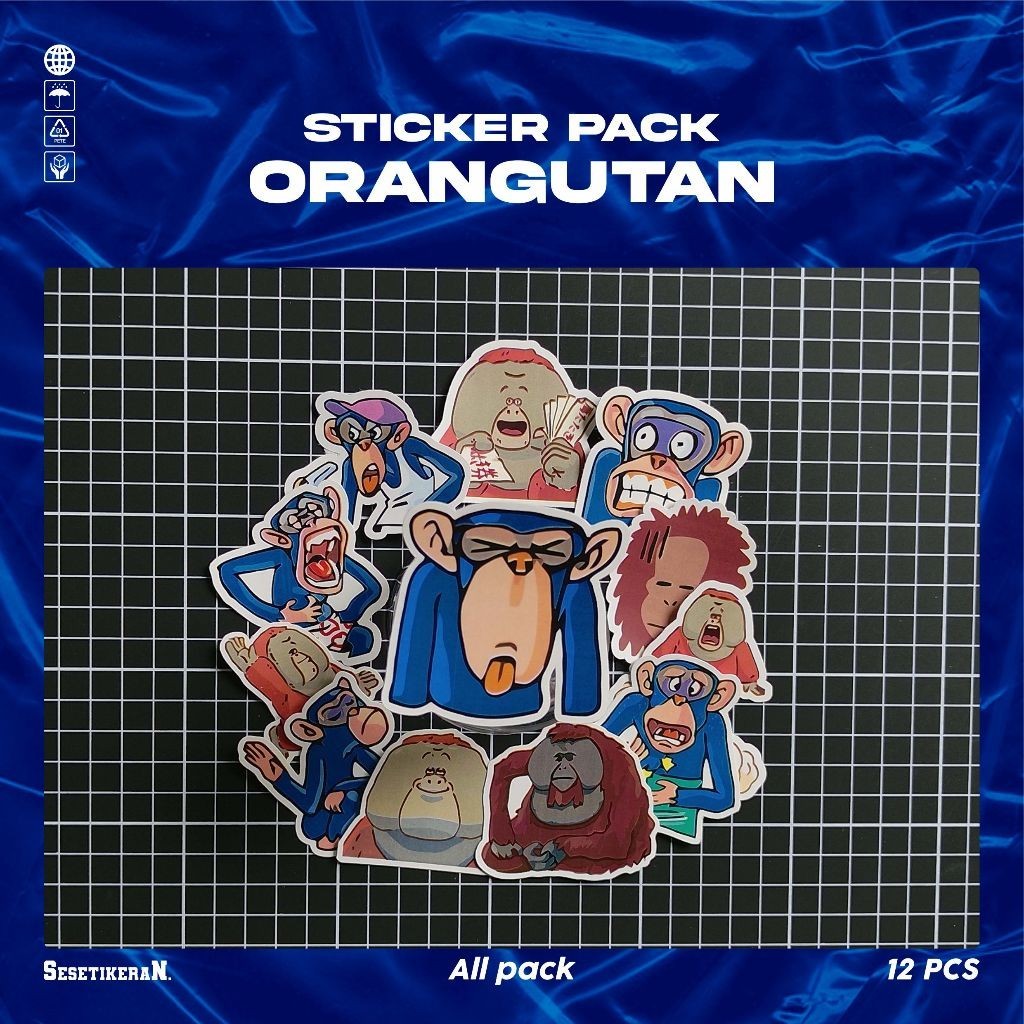 

COD✨ Sesetikeran Stiker Pack Orang Utan Lucu Untuk Koper Laptop Skateboard