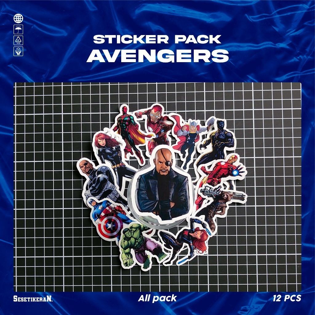 

COD✨ Sesetikeran Stiker Pack Kartun Lucu Avengers Assemble Untuk Koper Laptop Skateboard
