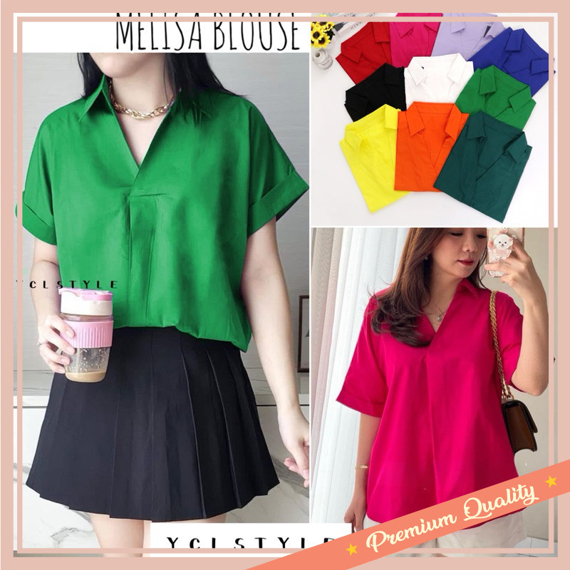 Fashion Wanita Korean Style Premium Kekinian Bahan bagus Sport Olahraga / MELISA COTTON V-NECK TWIST