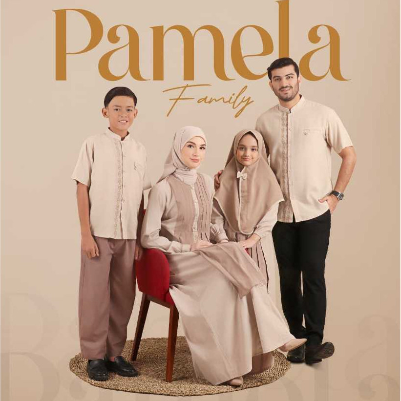 NBRS Sarimbit Keluarga Baju Couple Muslim Keluarga Lebaran 2024 NIbras Rayya Series Pamela Hazelnut 