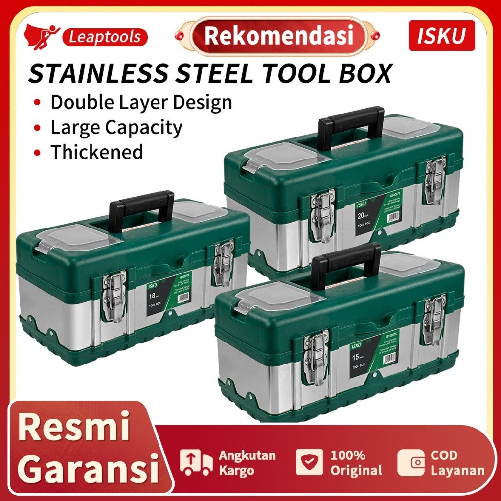 XV56YH ISKU Tool Box Besar 20 Inch Kotak Perkakas Stainless Besar 15-20 Inch Box Alat Perkakas ToolB