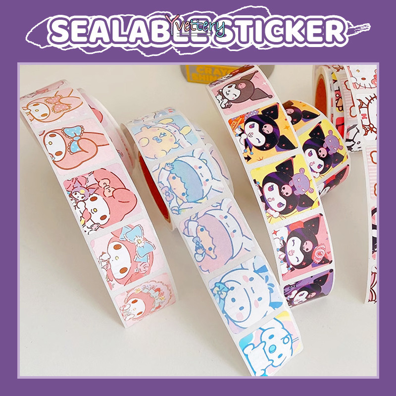

❤️COD Stiker gulung kartun lucu stiker penyegel bentuk persegi dekoratif kreatif-Yy