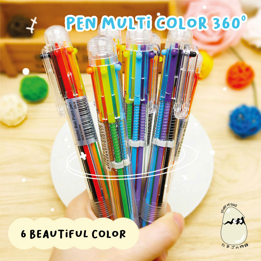 

Pulpen 6 Warna Pena Ballpoint Pen Six-In-One-Color Pen Multicolor Viral Bolpoin Bolpen Warna 0,7mm