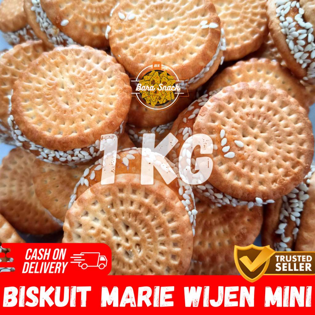 

[ 1KG ] Biskuit Marie Wijen Mini / Biskuit Caramel Wijen / Camilan Snack Kiloan Murah -B