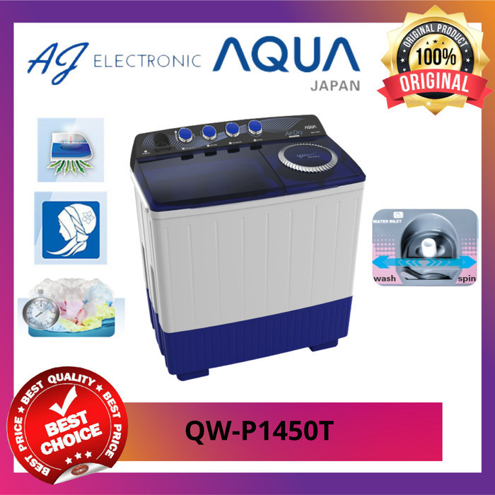 MESIN CUCI AQUA QW-P1450T / QWP1450T / QW-P1450 , 2 TABUNG 14KG