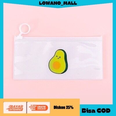 

[[BEST QUALITY]] TERLARIS Pouch Zipper Kotak Pensil Plastik Transparan PVC Bag Tahan Air AVOCADO COD