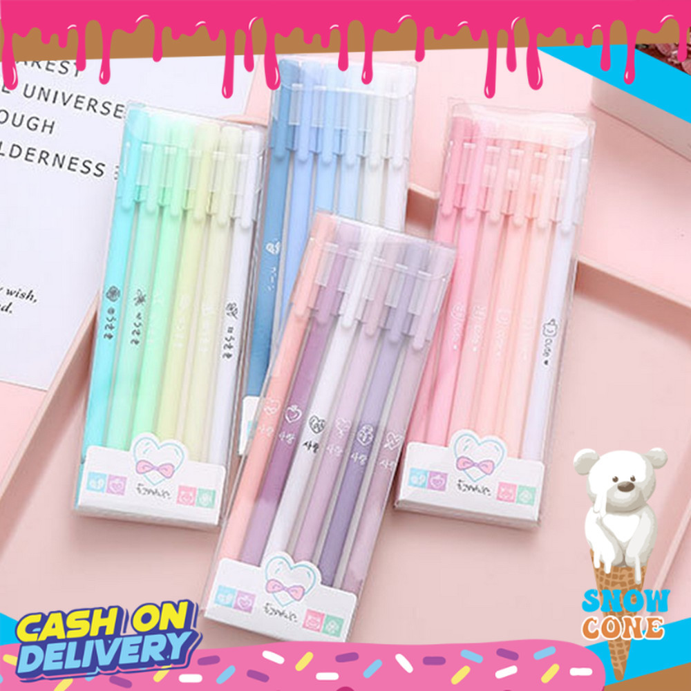 

Pulpen Gel 6IN1 Motif Polos Warna Pastel Gaya Korea / Alat Tulis Pena Cair 0.5mm / Pena Rainbow Perlengkapan Sekolah Import A48
