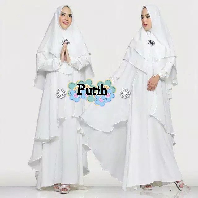 gamis pesta mewah syari koni putih cerutty xl murah ko