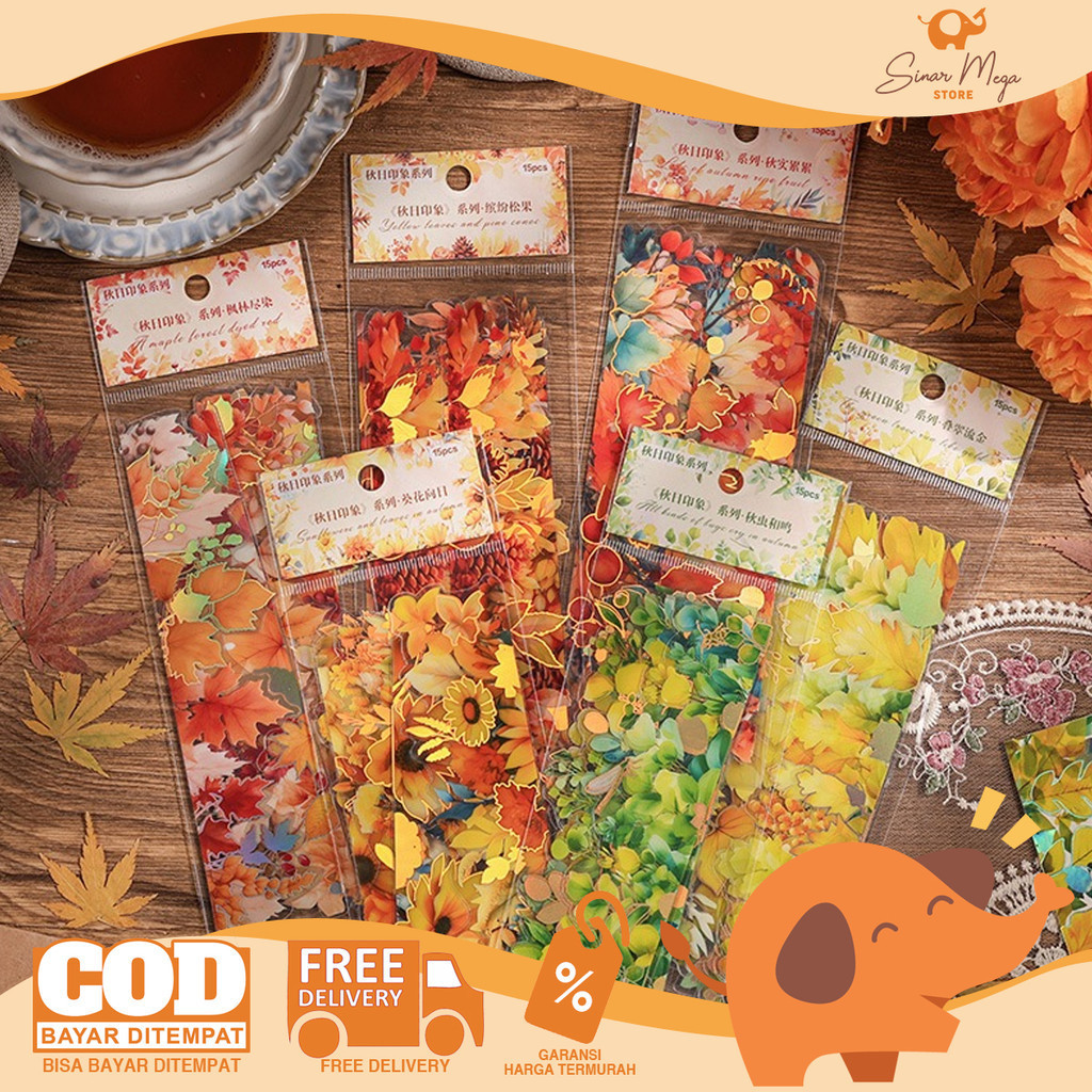 

Autumn Impressions Leaves Stickers Stiker Deco Hiasan Daun PET
