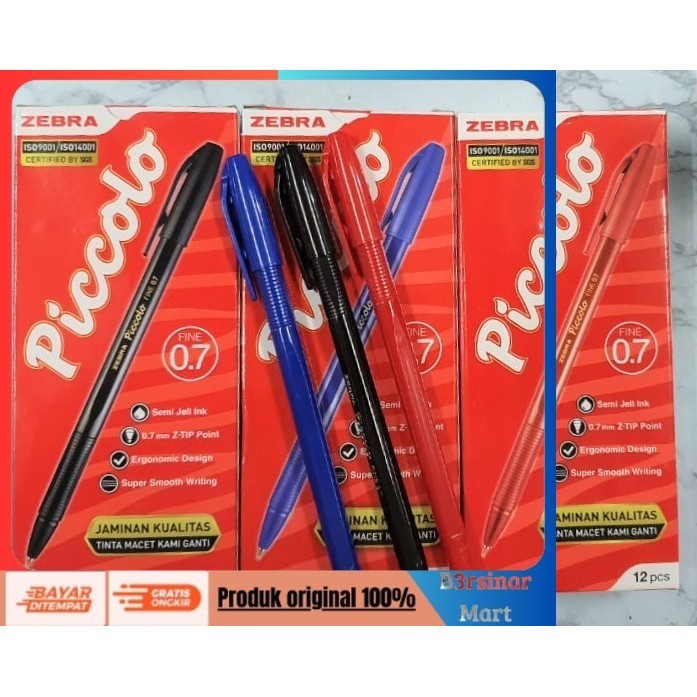 

[[KUALITAS TERBAIK]] Pen PICCOLO Zebra Pena Pulpen Ballpoint 0.7 Picolo Picollo PER LUSIN Hitam COD