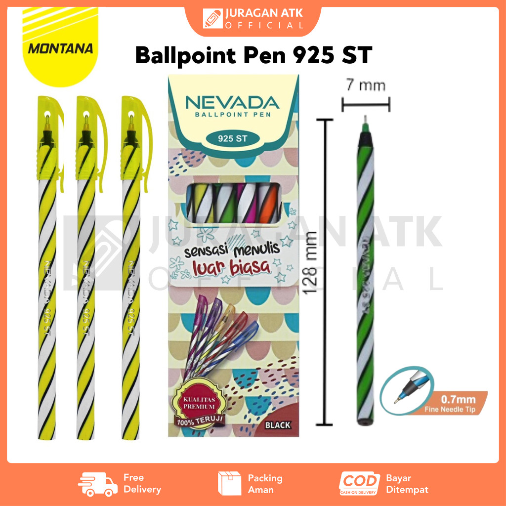 

Ballpoint Pen Nevada 925 ST Pulpen Spiral Nevada 925 ST Black - 1 Pack Isi 12Pcs