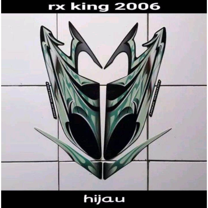 Stiker Striping Lis Les Bodi Motor Yamaha Rx King 2006 Tangki Hitam Corak Hijau