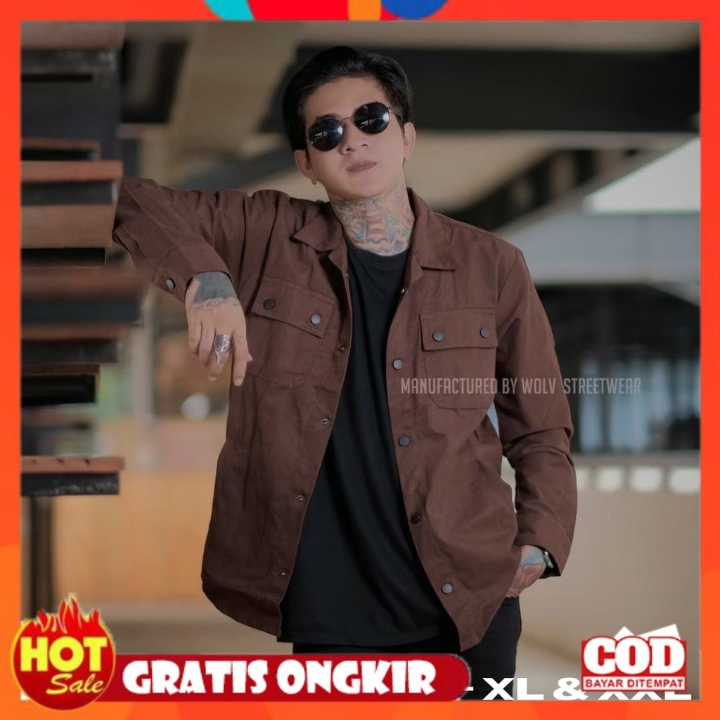 BAHAN HALUS ADEM TEBAL / Jaket Pria Jaket Semi Parka Original Distro Wolv Bandung Jaket Trucker Jake