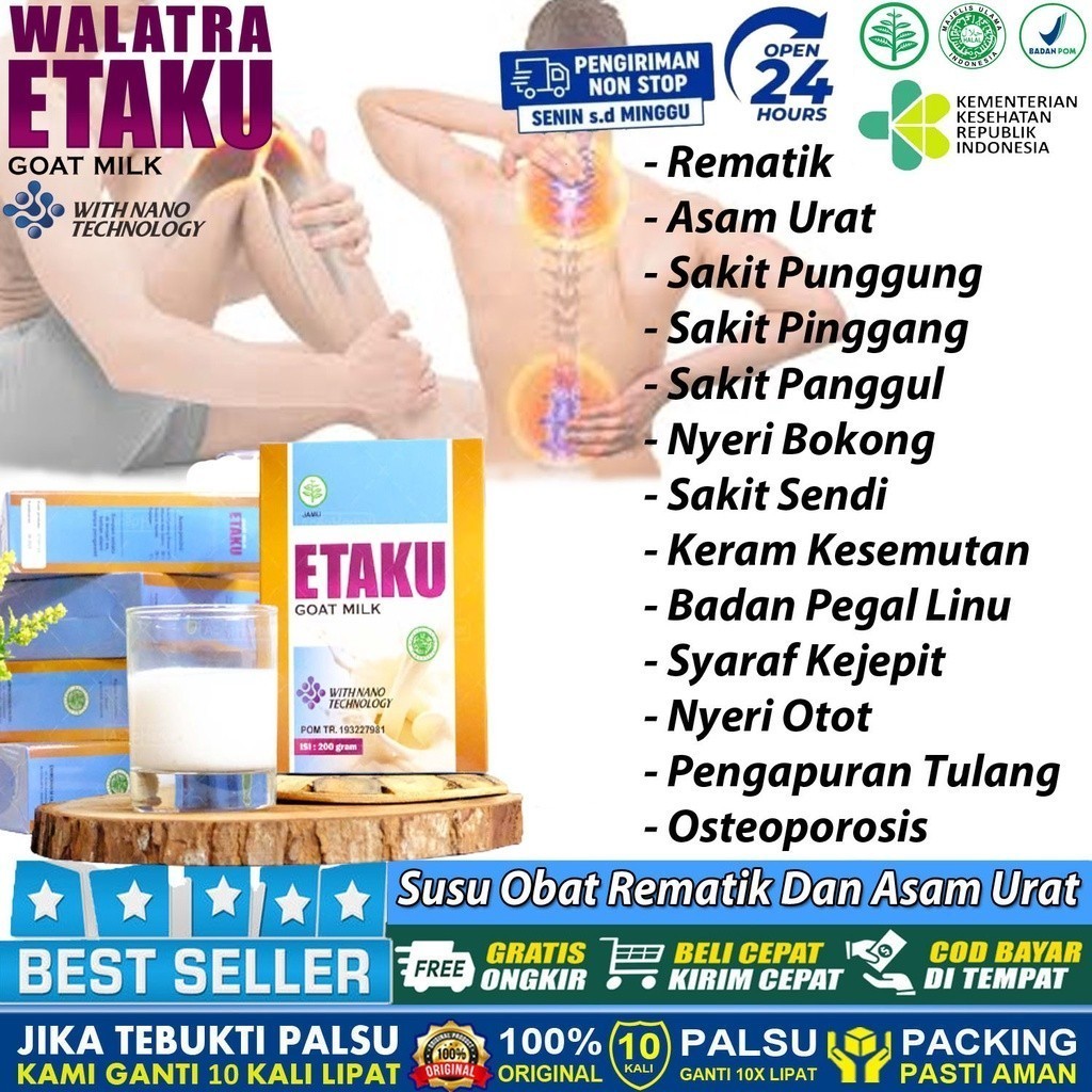 

Obat Rematik Asam Urat Nyeri Sendi Badan Pegal Linu Kebas Kesemutan Nyeri Otot Sakit Pinggang syaraf Kejepit Nyeri Bokong Susu Etaku Goat Milk Original