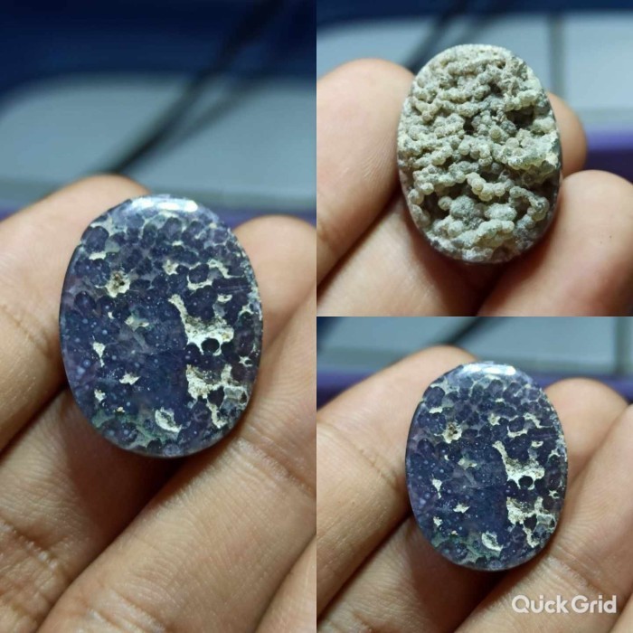 Natural Batu Akik Motif Kecubung Ungu Terong Buble Bola Gambar Antik 2