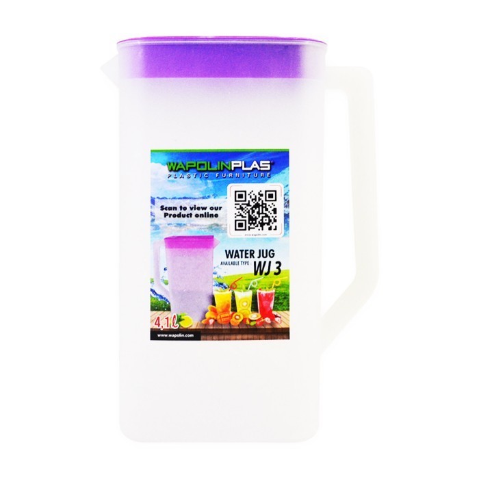 Teko Plastik Eskan Water Jug Segi Wapolin 4.1 Liter Kotak Bening Pitcher Minuman