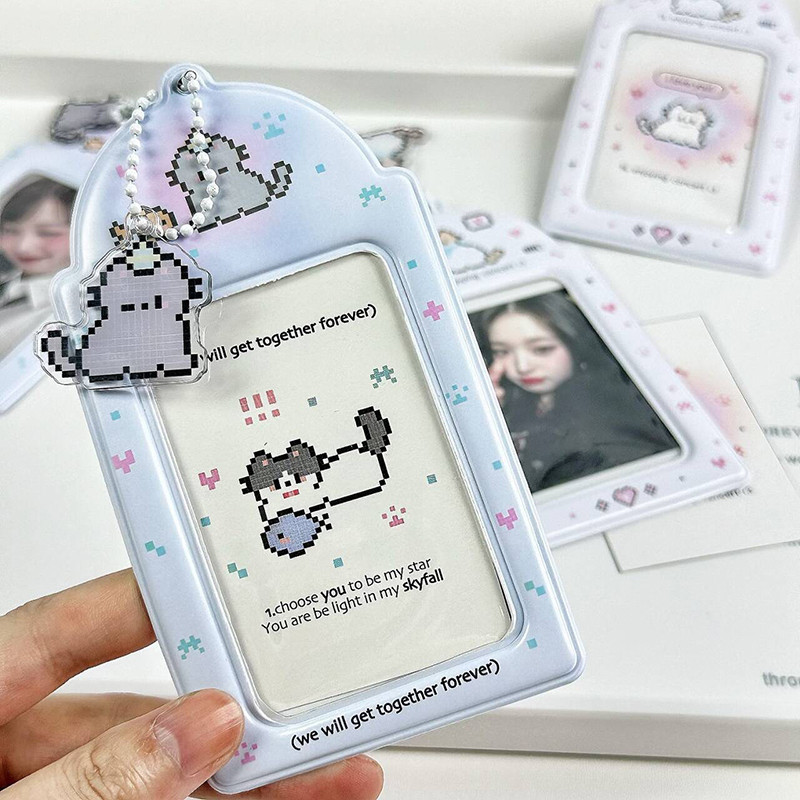 

Cute Cartoon Photo Card Holder 3 inch Decorative Idol Photo Album Protective Sleeves Kawaii Japanese Stationery Pendant
