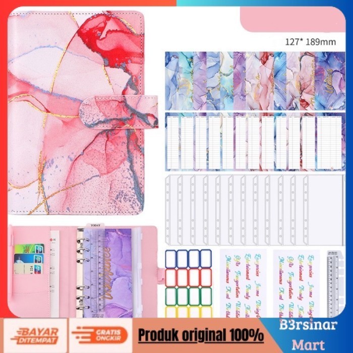 

[KUALITAS TERBAIK] a6 budget binder diary folder buku budget notebook - Pink
