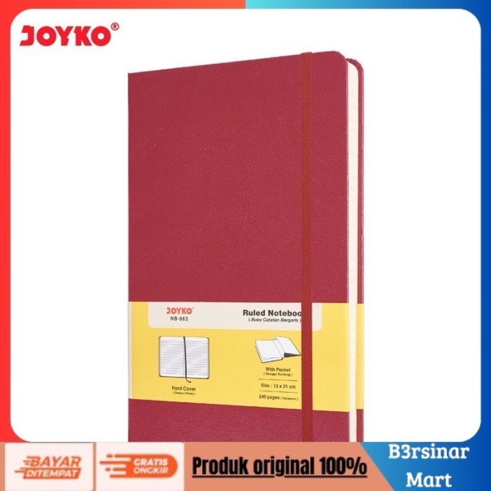 

[KUALITAS TERBAIK] Buku Tulis/ Note Book Kulit A5 Joyko Grid, Dot, Polos - Merah, polos