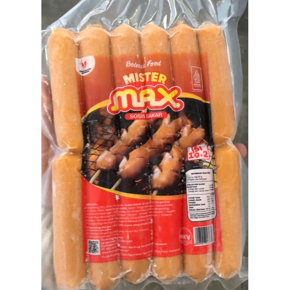 

(Ready Stock ) Mister Max Premium Sosis Bakar Ayam 500gr isi 10+2 Halal