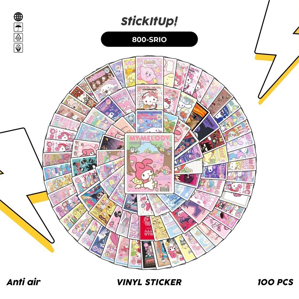 

COD✨ 100 Pcs Stiker Sanrio Comic Magazine Lucu Anti Air Untuk Dekorasi Notebook Sepeda Skateboard Handphone DIY