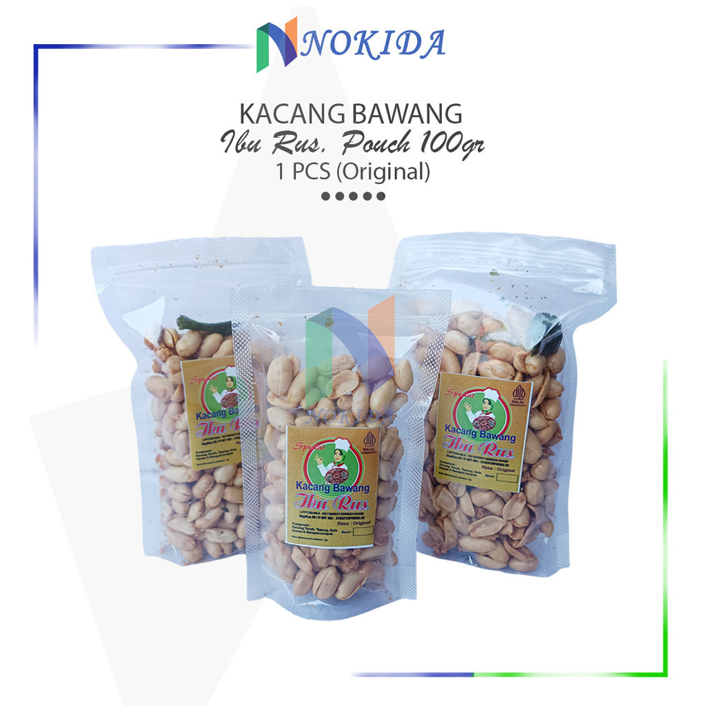 

Nokida Kacang Bawang Ibu Rus [Kemasan Original 100gr] / Kacang Goreng Jeruk Cemilan Kering Gurih Asin Pouch 100 Gram