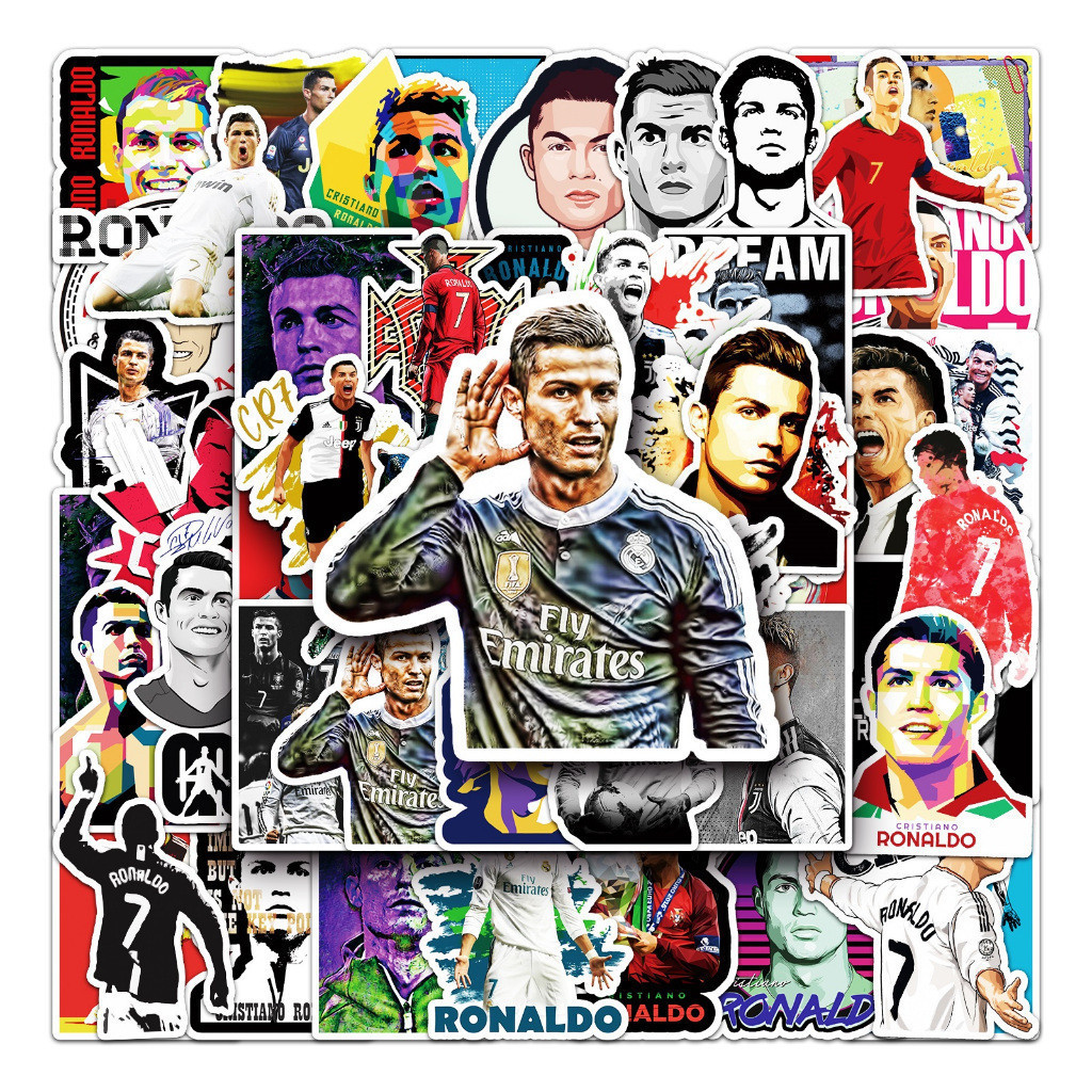 

Sticker Pack vinyl isi 50 - 100 pcs | anti air varian RONALDO | glossy matte | laptop helm tumbl koper Stiker