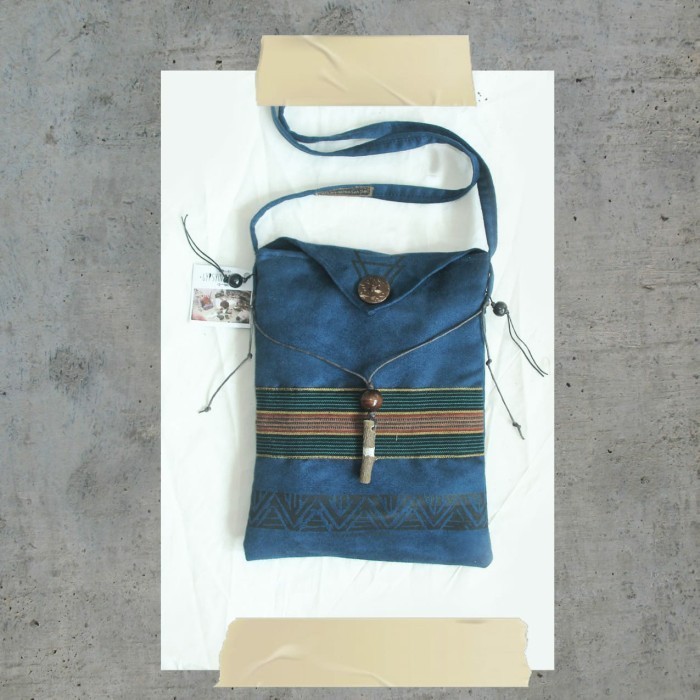 [TERMURAH] Gypsy Lurik Almond |Tas Etnik|Tas Tenun|Tas Slempang Tenun| - Navy