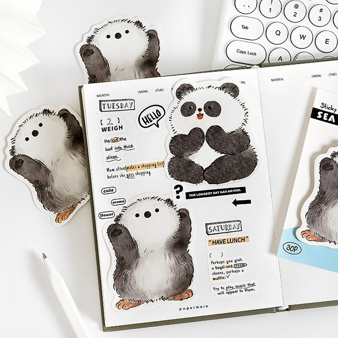 

[Gongjin] 30 Lembar Sticky Memo Cute Animal Hewan Lucu Note Panda Kucing Cat Rabbit Otter