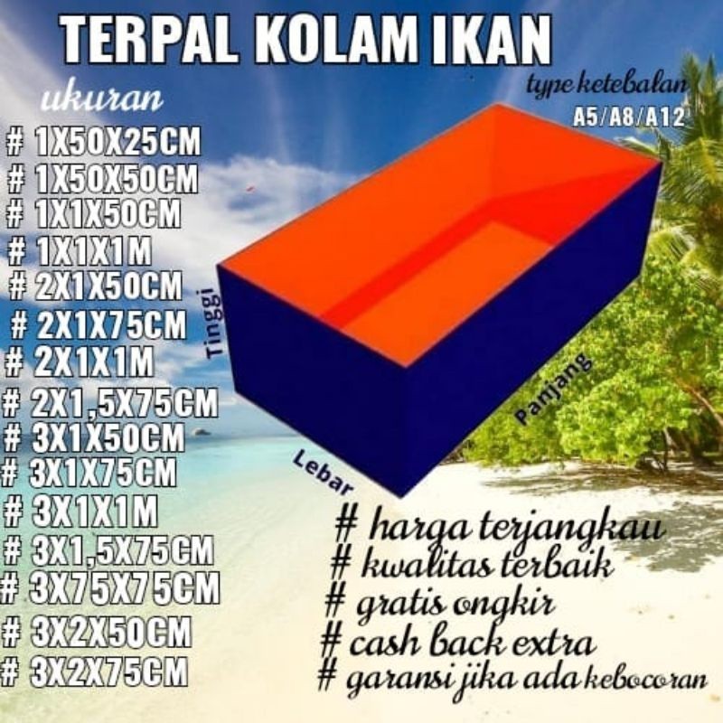 PROMO terpal kolam kotak kolam terpal kotak terpal kolam tebal kolam terpal bahan korea A5 A8 A12