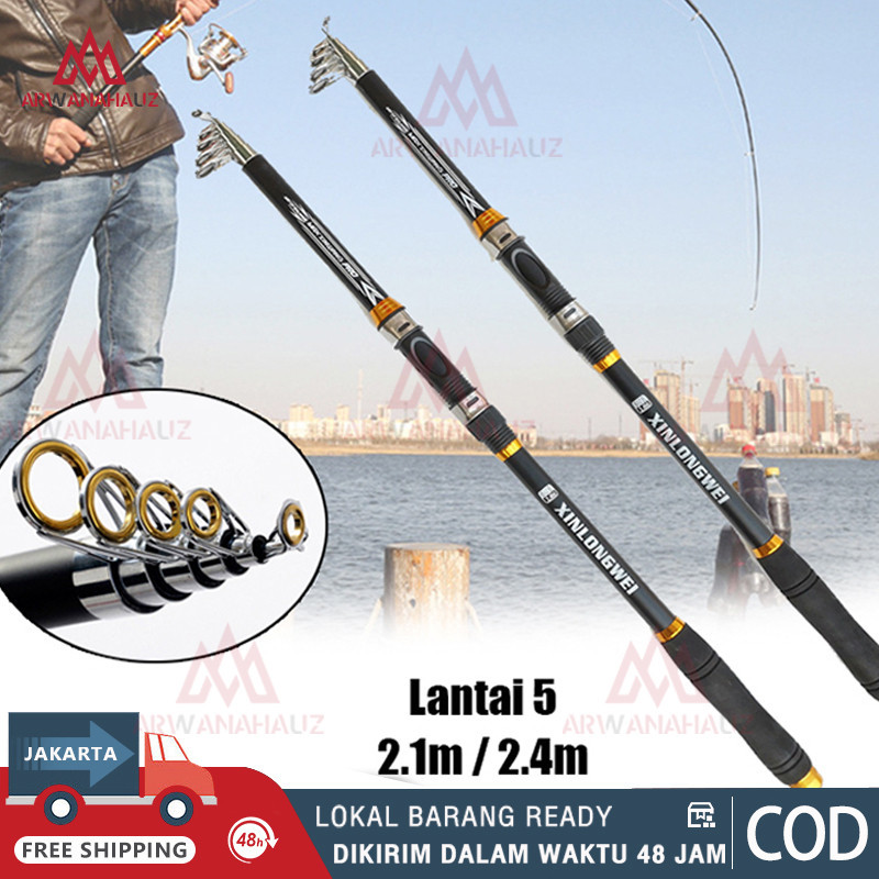 (dalam Stok, Dikirim Dari Jakarta) 2.1m-3.6m 5 Lapisan Kekokohan JORAN PANCING IKAN LAUT / ALAT PANC