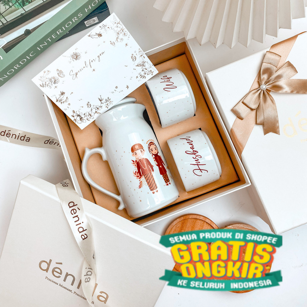 

Denida - Kado Set Teko Cangkir Custom | Hampers Tea Set Wedding | Kado Pernikahan Unik | Kado Engagement | Kado Anniversary/ ZUMA AEROBIK LANTAI