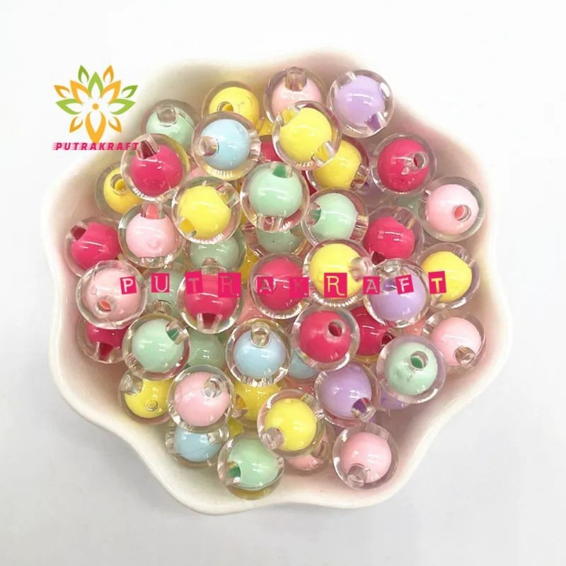 Manik shop [50pcs] Bola Dunia Bening Manik Manik Candy Isi Mute Bahan Craft & DIY - Bola Bening