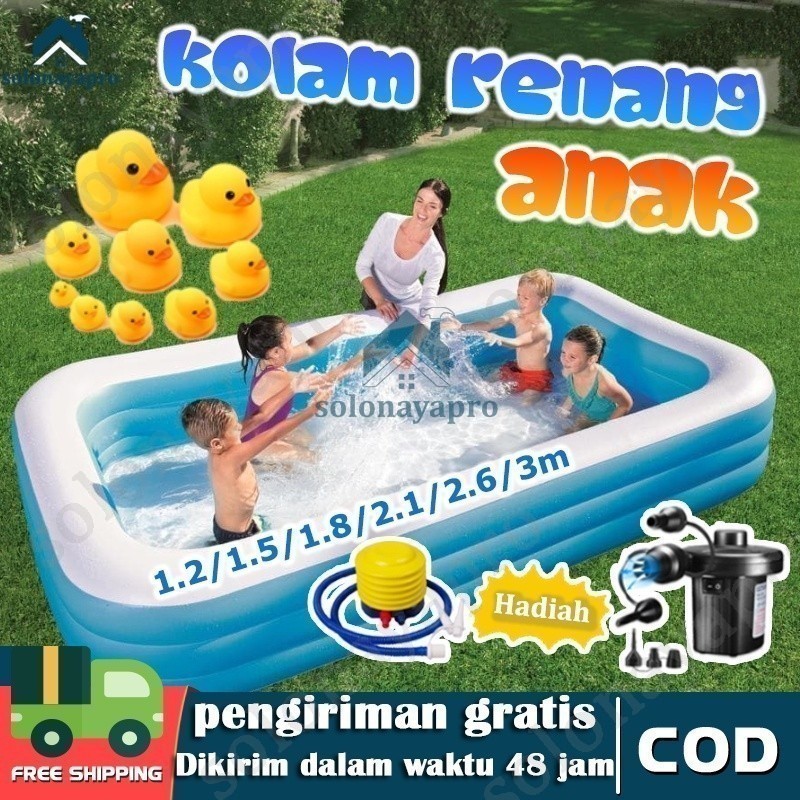 Kolam renang anak jumbo 3 meter/3 Rings Thick rubber inflatable swimming pool/Kolam renang karet yan