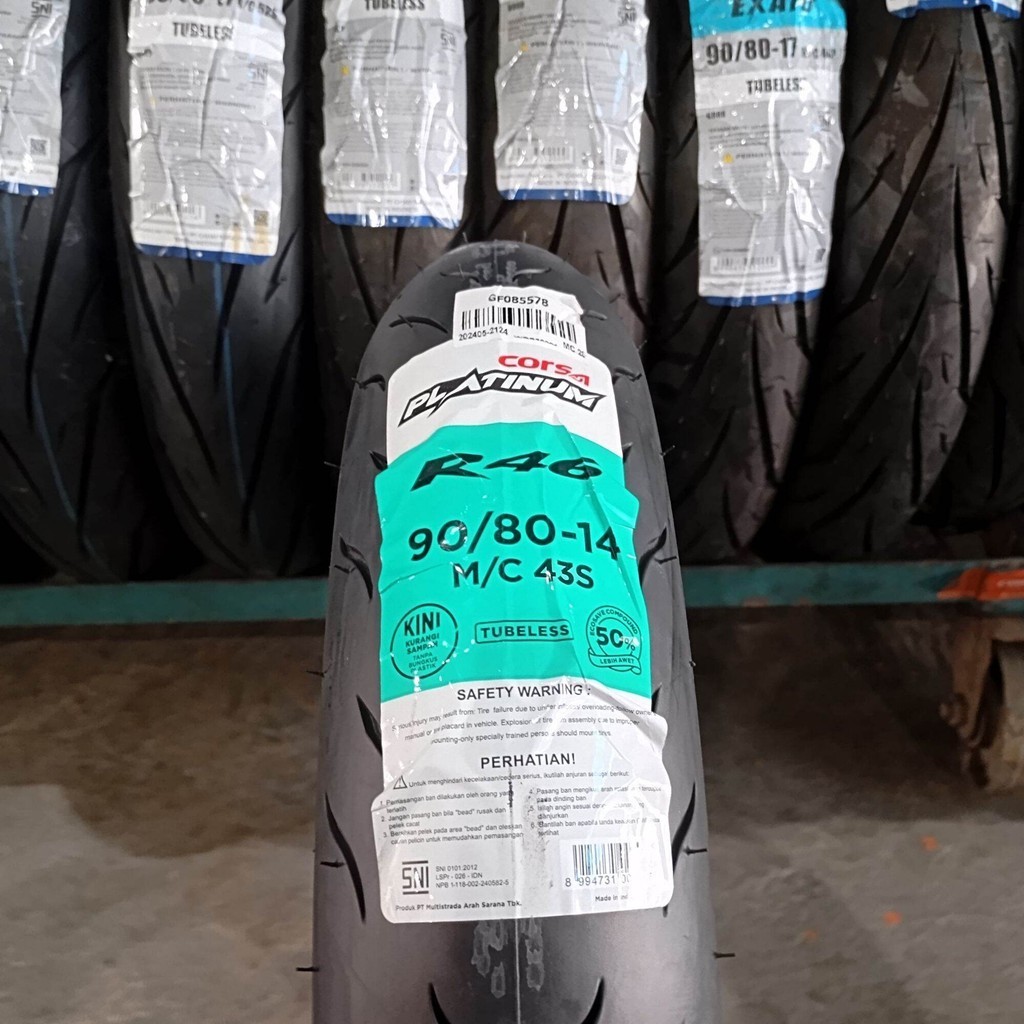 Ban CORSA PLATINUM R46 90/80-14 Tubeless Motor Matic Soft Compound Racing Ring 14 Balap Baru ORIGINA