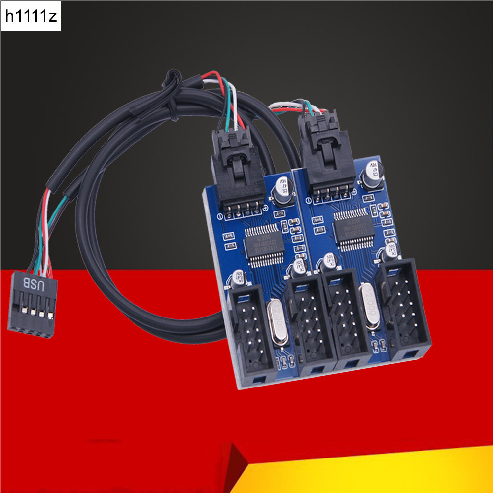 9Pin USB Splitter Motherboard USB 9Pin Interface Header Splitter 1 to 2 Extension Cable Adapter 9Pin