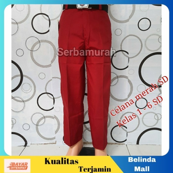 

⭐COD⭐ MURAH celana panjang anak sekolah sd warna merah size 36