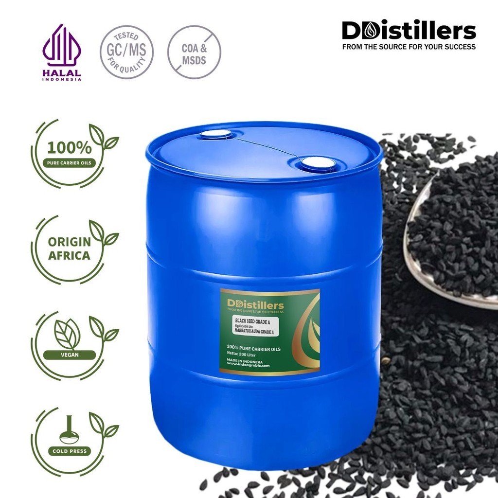 Black Seed Grade A / Habbatussauda Carrier Oil Murni 100%, 200L DRUM HDPE