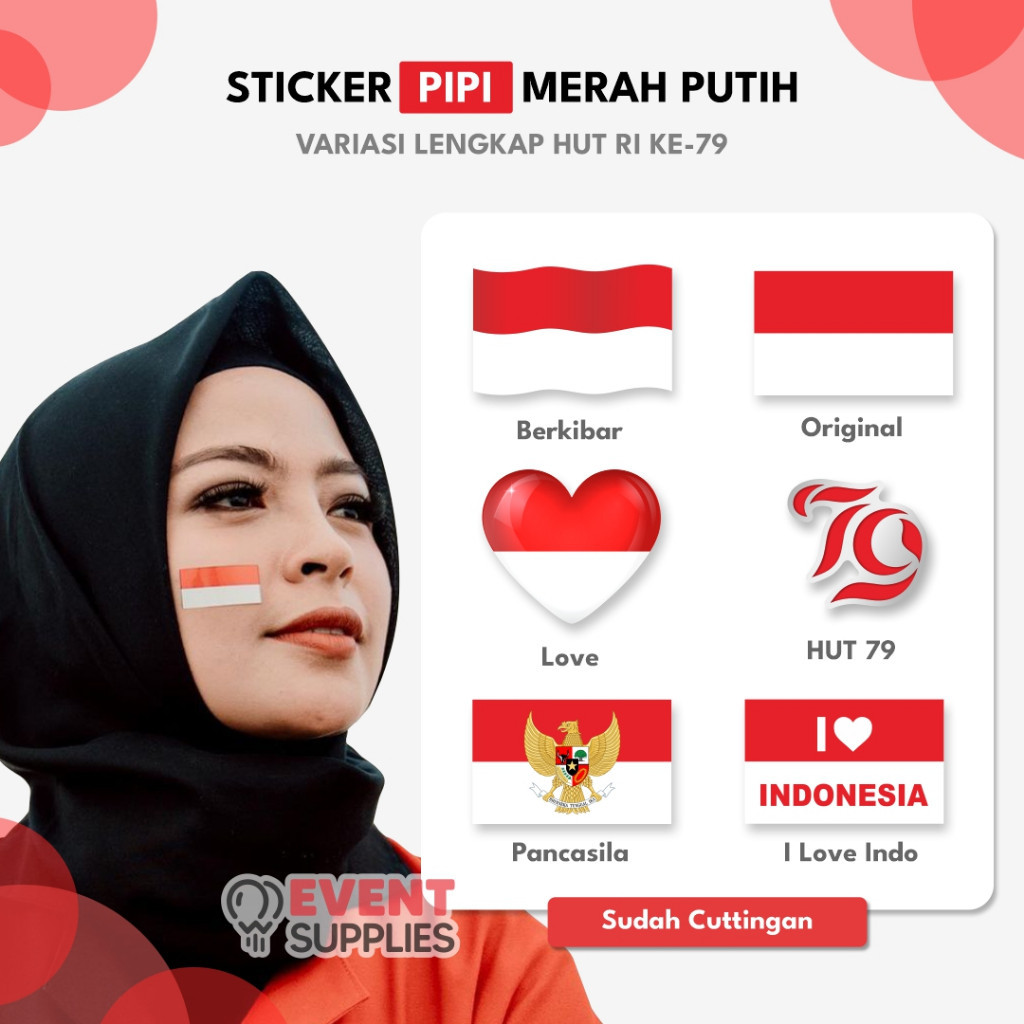 

[10Pcs] Sticker Pipi HUT RI Bendera Merah Putih / Stiker Kemerdekaan Indonesia / Pancasila / I Love