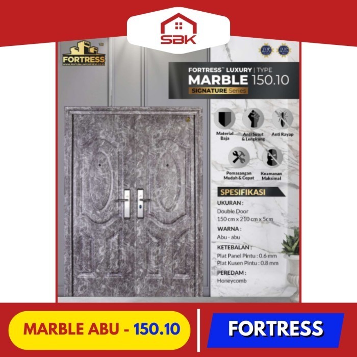 Pintu Baja | Pintu Utama Double Door 150x210 Fortress 150.10 Marble